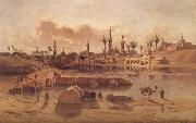 Adrien Dauzats View of Damanhur during the Flooding of the Nile France oil painting artist